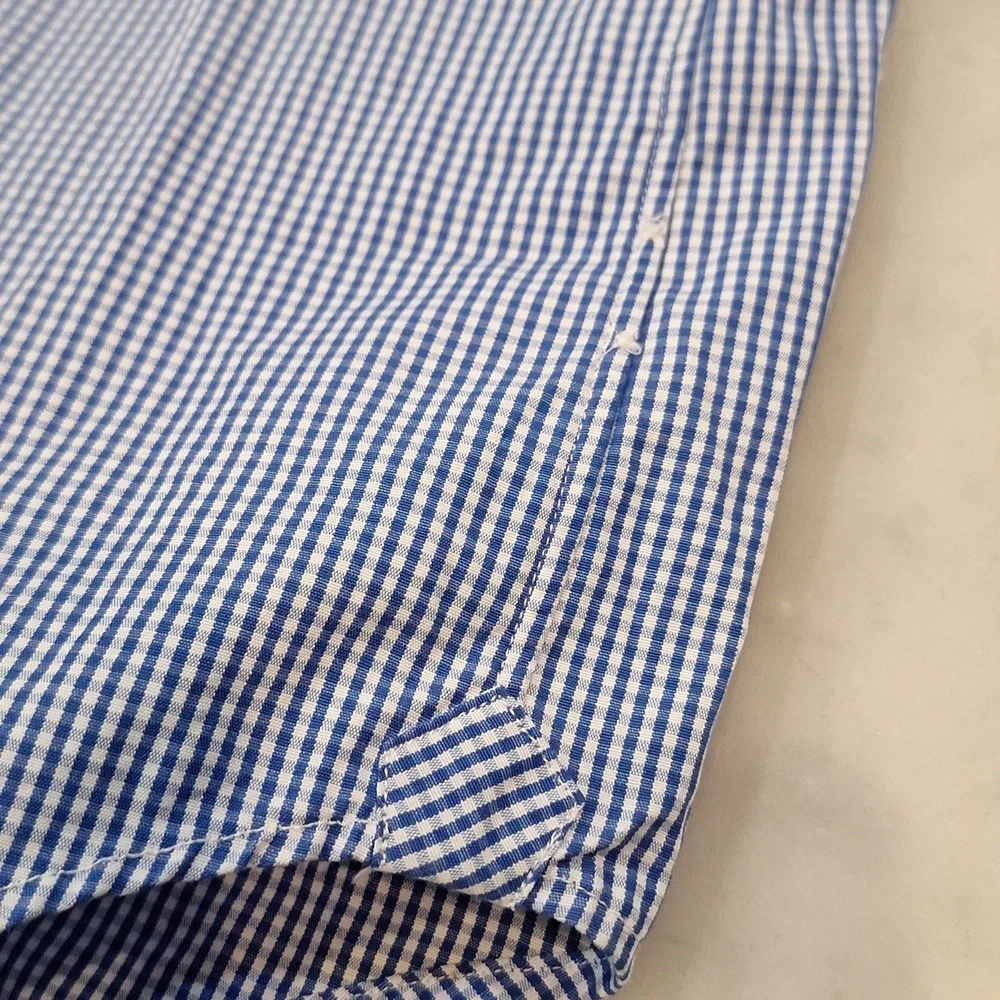 J. Crew Blue‎ White Gingham Casual Button Up Shirt Preppy Large Mens Unisex